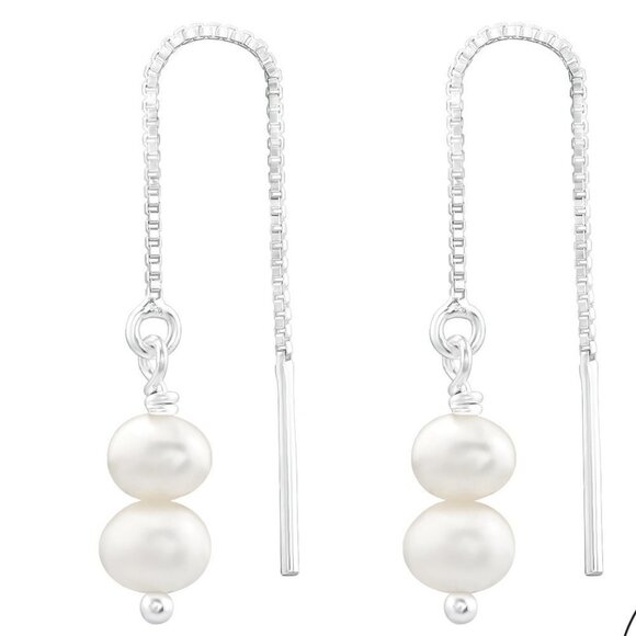 Martin Pere Jewelry - Pearl Silver Threader Earrings Sterling and Freshwater Pearls